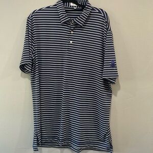 Peter Millar Summer Comfort Carpet Diem navy and purple striped polo shirt XL
